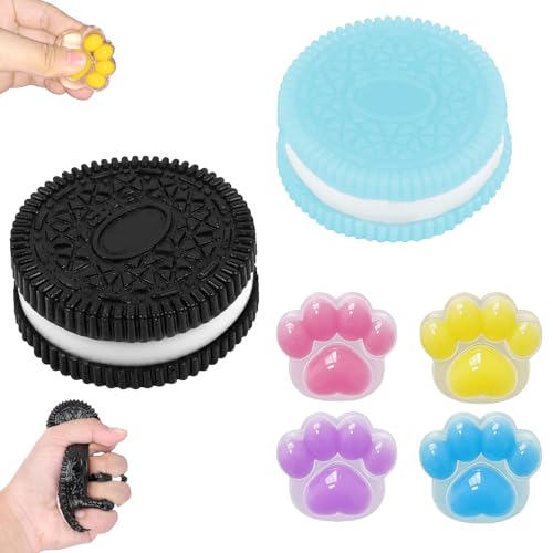 GWAWG 2 Stück Biscuit Stress Relief Toy und 4 x Squishy Spielzeug Mini Katzenpfoten, Taba Squishy, Fufu Squishy für Stressabbau, Sensorisches Quetschspielzeug für Kinder Erwachsene, Autismus von GWAWG