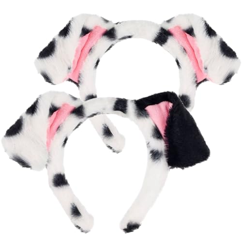GWAWG Dalmatiner Tierohren Haarreif Weiches Cartoon Stirnband für Dalmatiner Kostüm Damen Herren Kinder Hunde Ohren Cosplay Zubehör für Karneval Halloween Party Fasching von GWAWG