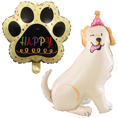 GWAWG 2 Stück Hundeballons, Hundegeburtstagsfeier-Ballondekorationen, Hundepfotenabdruck-Ballon, hübscher Hundeballon aus Aluminiumfolie mit Helium für Geschenke und Geburtstagsfeier-Dekoration von GWAWG