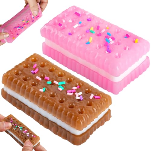 GWAWG 2 Stück Squishy Oreo Keks Anti Stress Spielzeug Taba Yoyo Fufu Kawaii Mochi Squishys Squeeze Toys Sensorisches Quetschspielzeug Kinder Erwachsene Weiches Fidget Toy Stressabbau Geschenkidee Deko von GWAWG