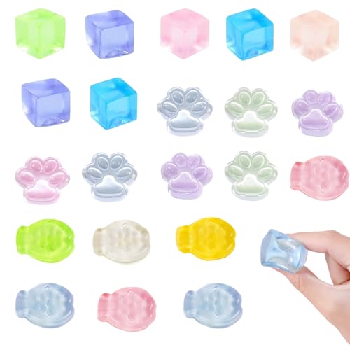 GWAWG 21 Stück Taba Squishy, Eiswürfel, Fisch, Katzenpfote, sensorische Quetschbälle für Erwachsene und Kinder, zufällige Farbe, Stressabbau, Silikon, Quetschspielzeug von GWAWG