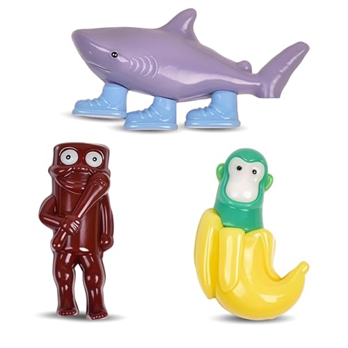 GWAWG 3pcs Squishy Tung Fidget Toys Figuren, Monkey Shark Stickman, Lustige Meme Anti-Stress Spielzeug, Kawaii Squishies Kinder Erwachsene Italian Brainrot Tralalero Tralala Figure Tung Sahur Geschenk von GWAWG