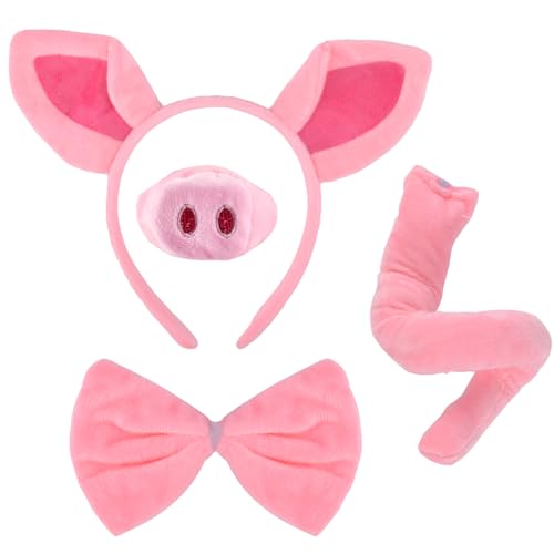 GWAWG 4 Piece Pig Costume Set Pink Animal Pig Ear Headband Faux Pig Snout Pig Rolled Tail Bow Tie Pig Ears Headband Cosplay Party Accessories for Carnival Halloween Children’s Birthday Party GWAWG 4 Piece Pig Costume Set Pink Animal Pig Ear Headband Faux Pig Snout Pig Rolled Tail Bow Tie Pig Ears Headband Cosplay Party Accessories for Carnival Halloween Children’s Birthday Party von GWAWG