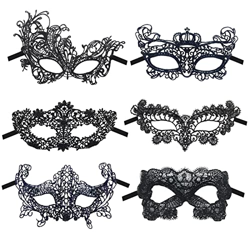 GWAWG 6 Maskerade Masken, Karneval Party Maskerade für männliche und weibliche Paare, weibliche venezianische Masken, Spitzenmasken, Halloween Karneval Abendkleid Ball Masken GWAWG 6 Maskerade Masken, Karneval Party Maskerade für männliche und weibliche Paare, weibliche venezianische Masken, Spitzenmasken, Halloween Karneval Abendkleid Ball Masken von GWAWG