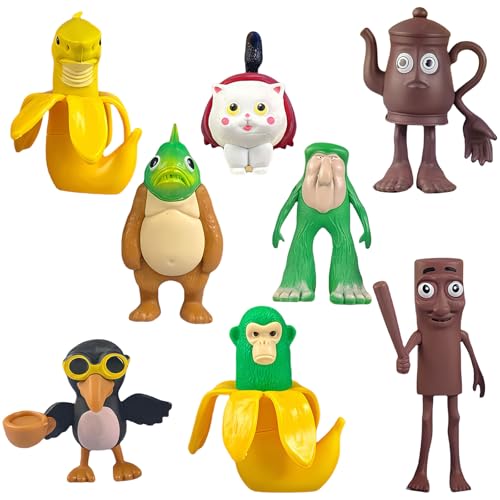 GWAWG 8 Stück italienische Brainrot Actionfiguren, Tralalero Tralala-inspiriert, Plüschtiere mit Hai und Schreiber, Set mit Actionfiguren Tralalero Tralala für Fans (8B) von GWAWG