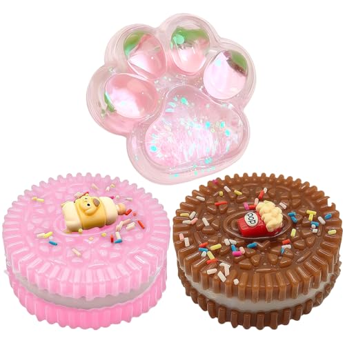 GWAWG Anti-Stress-Spielzeug, Kawaii, Set mit 3 niedlichen Squishies, Spielzeug, Katzenpfotenabdrücke, Kristall, Kekse, Stress, Relief Toy, sensorisches Geschenk gegen Stress, Kinder, Erwachsene GWAWG Anti-Stress-Spielzeug, Kawaii, Set mit 3 niedlichen Squishies, Spielzeug, Katzenpfotenabdrücke, Kristall, Kekse, Stress, Relief Toy, sensorisches Geschenk gegen Stress, Kinder, Erwachsene von GWAWG
