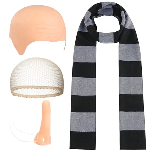 GWAWG Bald Hat, Cartoon Cosplay Costume Accessory Set, Bald Cap Adult Accessories, Movie Costume Set, Cosplay Accessories for Adults von GWAWG