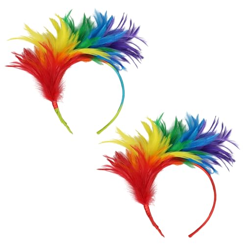 GWAWG Bunt Feder Stirnband Fascinator Stirnbänder Papagei Cosplay Haarband Kopfschmuck Regenbogen Feder Haarreif Clown Feder Kostüm Ostertag Hochzeit Halloween Party Fasching Karneval 2 Stück GWAWG Bunt Feder Stirnband Fascinator Stirnbänder Papagei Cosplay Haarband Kopfschmuck Regenbogen Feder Haarreif Clown Feder Kostüm Ostertag Hochzeit Halloween Party Fasching Karneval 2 Stück von GWAWG