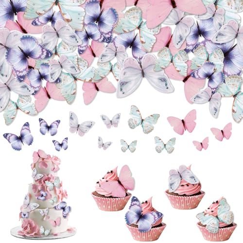 GWAWG Cupcake-Topper in Schmetterlingsform für Mädchen und Frauen, personalisierbar, 3D, mehrfarbig, Schmetterlings-Cupcake-Aufsätze, Feen-Thema, Kuchendekorationen für Erwachsene, Kinder, Geburtstag von GWAWG