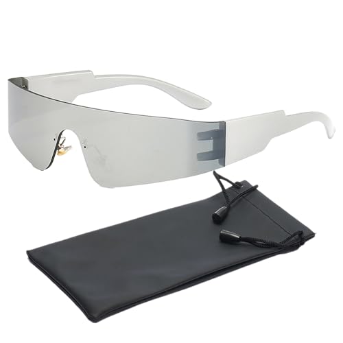 GWAWG Futuristic Sunglasses Rave Glasses Space Glasses Y2k Alien Glasses SetSunglasses Fun Glasses Party Glasses Futuristic Mirrored Sunglasses or Concert Bar DJ Nightlife Gathering Fancy Dress von GWAWG