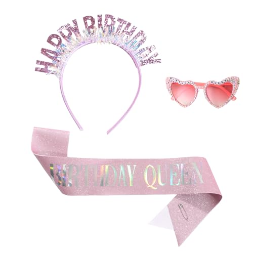 GWAWG Geburtstag Brille Herz Rosa mit Schal & Haarreif - Zubehör Geburtstag Mädchen, Brille Birthday Girl, Kostüm Party, Foto Booth Damen GWAWG Geburtstag Brille Herz Rosa mit Schal & Haarreif - Zubehör Geburtstag Mädchen, Brille Birthday Girl, Kostüm Party, Foto Booth Damen von GWAWG