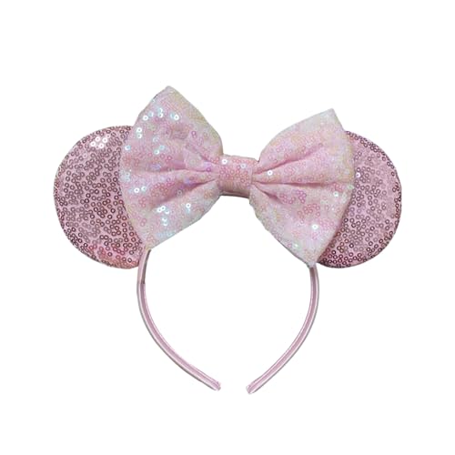 GWAWG Glitzer Maus Ohren Stirnbänder Minnie Ohren Neuheit Zubehör für Kinder Erwachsene Geburtstag Urlaub Party Cosplay Zubehör (Rosa) von GWAWG
