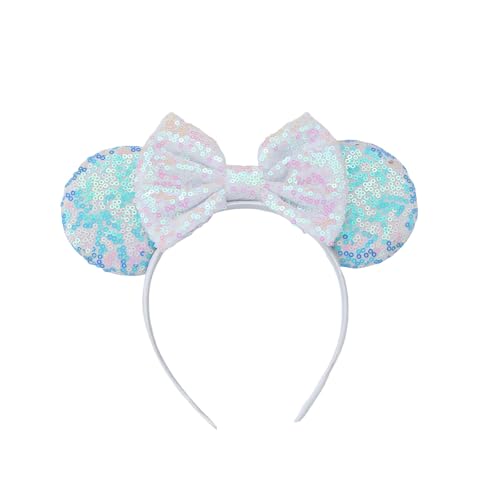 GWAWG Glitzer Maus Ohren Stirnbänder Minnie Ohren Neuheit Zubehör für Kinder Erwachsene Geburtstag Urlaub Party Cosplay Zubehör (blau) von GWAWG