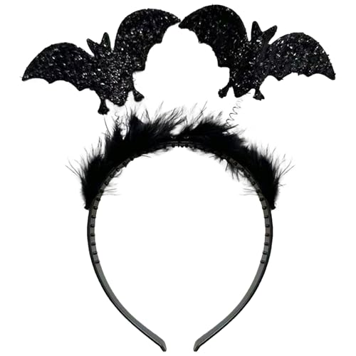GWAWG Halloween Fledermaus Stirnband, schwarz glänzendes Fledermaus-Stirnband, geeignet für Kinder und Erwachsene, Halloween-Kostüm-Zubehör, GWAWG Halloween Fledermaus Stirnband, schwarz glänzendes Fledermaus-Stirnband, geeignet für Kinder und Erwachsene, Halloween-Kostüm-Zubehör, von GWAWG
