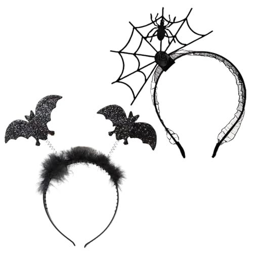 GWAWG Halloween Headbands Witch,Devil Horns Spider,Bat,Headwear for Women, Kids, Adults,Party Favors,Halloween Accessories (2) von GWAWG