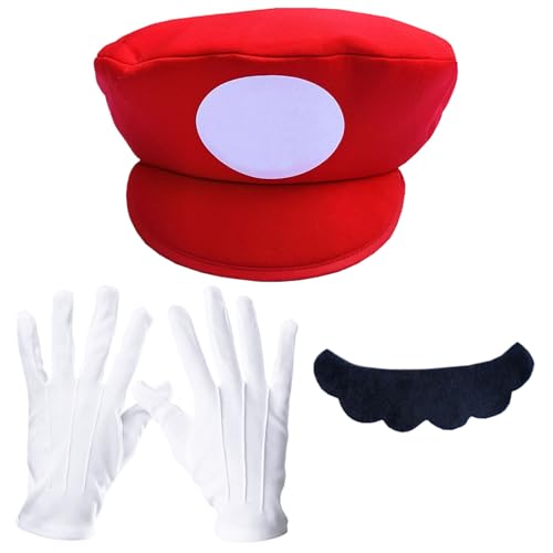 GWAWG M Red Foam Hat Cap and a Beard Fancy Dress Up Adults Halloween Set Men Women Adult Outfit Costume for Christmas Carnival GWAWG M Red Foam Hat Cap and a Beard Fancy Dress Up Adults Halloween Set Men Women Adult Outfit Costume for Christmas Carnival von GWAWG