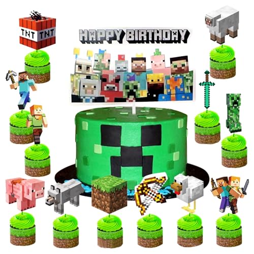 GWAWG Miner Kuchendekoration, personalisierbar, für Geburtstagsparty, Cupcake-Topper, Partyzubehör, Dekorationen für Jungen, Mädchen, Erwachsene, 13 Stück GWAWG Miner Kuchendekoration, personalisierbar, für Geburtstagsparty, Cupcake-Topper, Partyzubehör, Dekorationen für Jungen, Mädchen, Erwachsene, 13 Stück von GWAWG