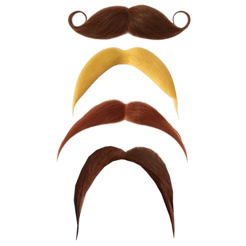 GWAWG Neuheit gefälschter Schnurrbart, realistischer lockiger lustiger Weihnachtsmann-Bart Verkleidung Kostüm Zubehör für Halloween Weihnachten Maskerade Maske Partyzubehör (Braun) von GWAWG