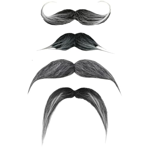 GWAWG Neuheit gefälschter Schnurrbart, realistischer lockiger lustiger Weihnachtsmann-Bart Verkleidung Kostüm Zubehör für Halloween Weihnachten Maskerade Maske Partyzubehör (schwarz) von GWAWG
