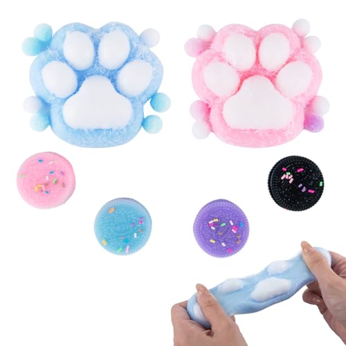 GWAWG Pack of 2 Cat Paw Toy and 4 Squishy Mini Biscuit Stress Relief Toy Silicone Squeeze Toy Biscuit Fufu Toy Taba Squishy Cat Montessori Sensory Squeeze Toy for Children and Adults GWAWG Pack of 2 Cat Paw Toy and 4 Squishy Mini Biscuit Stress Relief Toy Silicone Squeeze Toy Biscuit Fufu Toy Taba Squishy Cat Montessori Sensory Squeeze Toy for Children and Adults von GWAWG