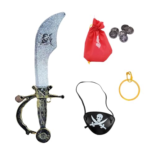 GWAWG Piratenschwert Kinder Set 4-teilig – 34 cm Säbel mit Augenklappe, Ohrring & Goldmünzen – Piraten Zubehör für Fasching, Karneval, Halloween, Kostüm, Theater & Rollenspiel GWAWG Piratenschwert Kinder Set 4-teilig – 34 cm Säbel mit Augenklappe, Ohrring & Goldmünzen – Piraten Zubehör für Fasching, Karneval, Halloween, Kostüm, Theater & Rollenspiel von GWAWG