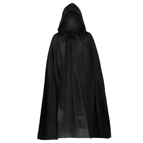 GWAWG Schwarzer Kapuzenumhang Langer Robe Umhang Halloween Schwarzer Zauberer Hexe Vampir Zubehör für Erwachsene Halloween Karneval Cosplay Party Verkleidung Kostüm GWAWG Schwarzer Kapuzenumhang Langer Robe Umhang Halloween Schwarzer Zauberer Hexe Vampir Zubehör für Erwachsene Halloween Karneval Cosplay Party Verkleidung Kostüm von GWAWG