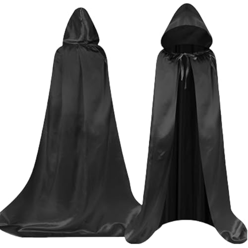 GWAWG Schwarzer Umhang, Vampir Umhang mit Kapuze, Umhang Kostüm Cape Satin Mantel für Kinder Halloween Weihnachten Karneval Kostüm GWAWG Schwarzer Umhang, Vampir Umhang mit Kapuze, Umhang Kostüm Cape Satin Mantel für Kinder Halloween Weihnachten Karneval Kostüm von GWAWG