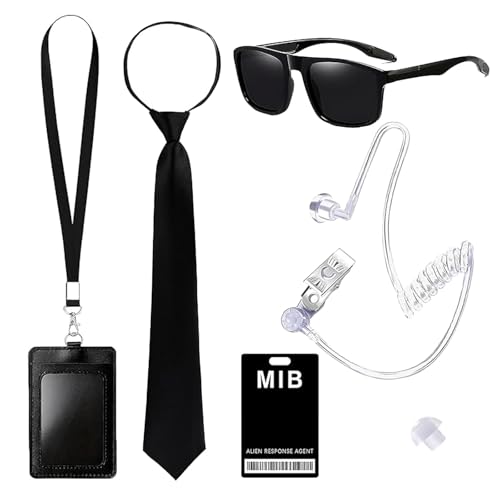 GWAWG Secret Service Costume Set, Secret Agent Costume, Secret Service Earpiece, Spy Costume Accessory, Secret Agent Accessory Set for Men, Women, Children von GWAWG