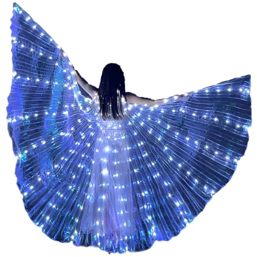 LED Isis Flügel Bauchtanzflügel 360 Grad LED mit 20-100cm Teleskopstab 2 Modi Lichtsteuerung LED Flügel für Erwachsene Schmetterlingsflügel Kinder LED für Bühnenauftritte Halloween (Weiß, Erwachsene) von GWCYMYD