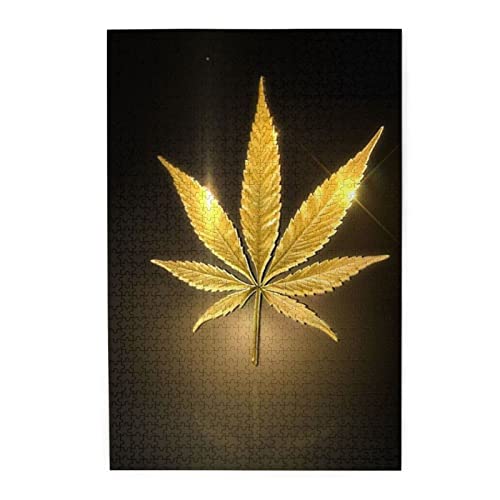 Goldenes Cannabis-Puzzle, 1000 Teile, Bildpuzzles für Erwachsene, Dekompressionsgeschenk, Familiendekor-Puzzle von GWINDI