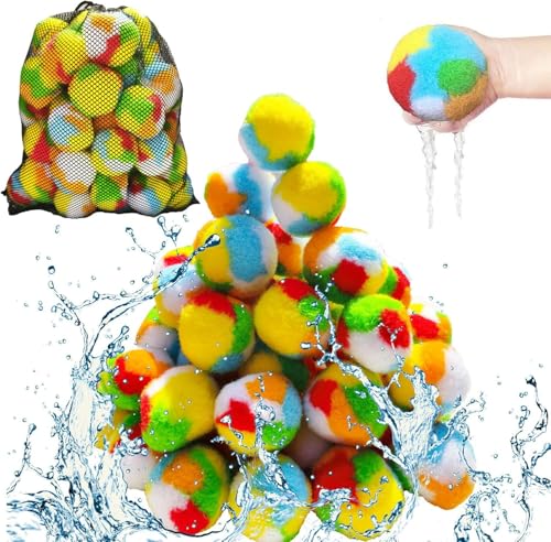 Wiederverwendbare Wasserschwammbälle, 6,3 cm große, weiche Schneebälle für Outdoor-Spielzeug und -Spiele, kein Aufräumen, schnelle Befeuchtung (60 Stück) von GWQYHFEN