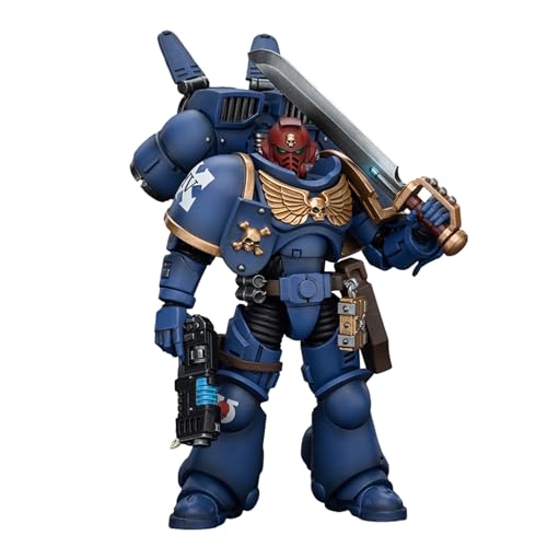 GWTCTOY JoyToy 40K Originallizenz 1:18 Actionfigur, CUltramarines Jump Pack Intercessors Sergeant mit Plasmapistole und Energieschwert, 12.2 cm große Bausätze für Sammel-Actionfiguren von GWTCTOY