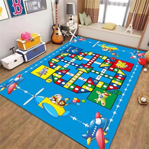GX-YJX Rutschfeste Puzzlematte für Kinder, Spielplatz, leicht zu reinigen, Blau, 140 x 160 cm von GX-YJX