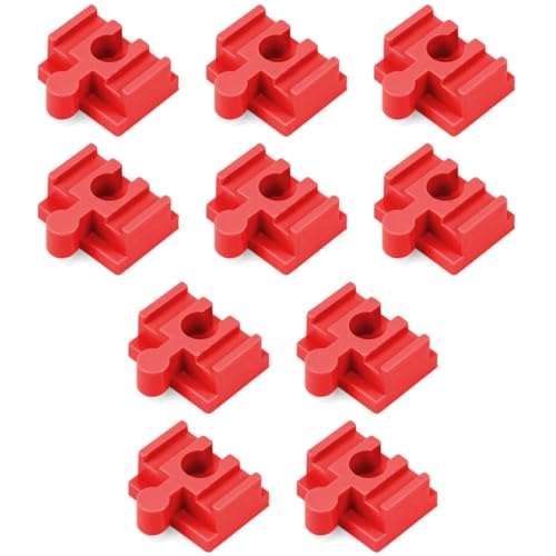 GXGM 10-Teiliges Set Track Connectors Für Brio Duplo Systemverbinder, 4 * 3.2 * 1.9Cm Kompatibler Adapter Gleisverbinder, Universell Kombiniert Beide Systeme Miteinander, Schienenverbinder(Rot,B) von GXGM