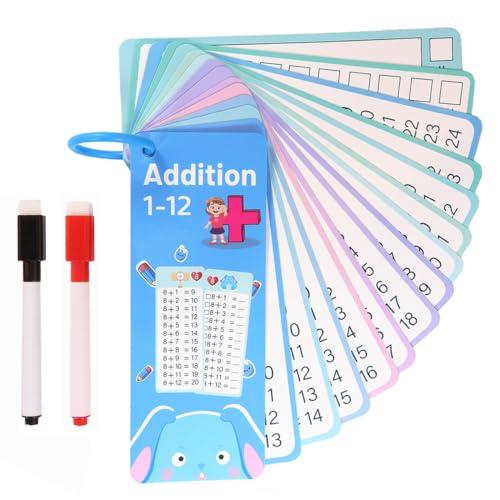 GXGM 1X1 Lernen Children's Flashcards, Addition Cards Set, 1-12 Addition Cards Für Children, Multiplication Cards Für Children, Maths Learning Card Game（15 Addition Cards, 2 Stifte, 1 Binding） von GXGM
