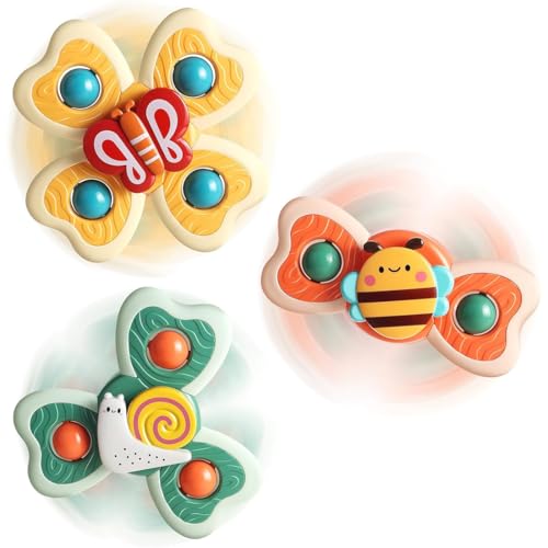 GXGM Saugnapf Spielzeug Baby, 3 Stück Saugnapf Spielzeug Kinder,Cartoon Badespielzeug Wasserspielzeug,Sensorisches Sensorik Spielzeug für Baby von GXGM