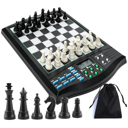 Elektronisches Schachbrett, intelligentes Schachbrett, 3 Modi, geeignet Grundschule und Fortgeschrittene, 99 berühmte Spielstände, intelligenter KI-Unterricht, geeignet for Kinder von GXGSDM