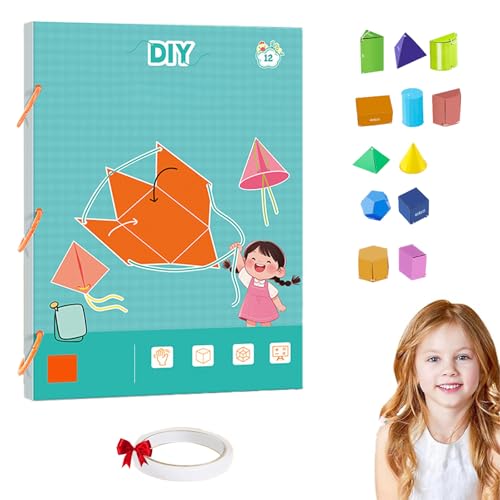 Pull String 3D Geometry Learning Book, Fun Learning, Safe Braided Rope Design, with 9/12/15 Solids (Type B) von GXJIXf