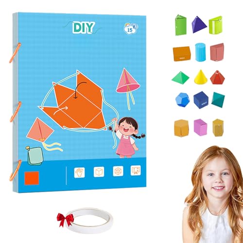 Pull String 3D Geometry Learning Book, Fun Learning, Safe Braided Rope Design, with 9/12/15 Solids (Type C) von GXJIXf