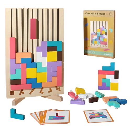 Wooden Stacking Puzzle Toy, Tetris Puzzle, with Portable Stand, for Children's Educational, Adult Stress Relief, and Family Activity von GXJIXf
