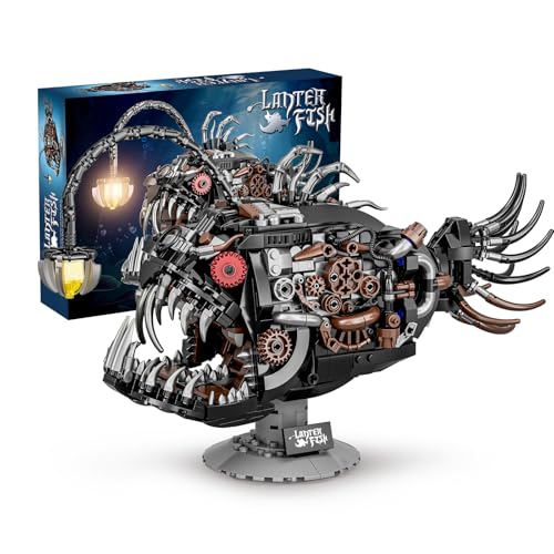 Mechanical Laternenfisch Klemmbausteine Bausteinen.Kompatibel Mit Lego Tier Lantern Fish – STEM Perfekte Ozean-Moc Deko für Zuhause/Büro. Geschenk für Kinder und Erwachsene ab 8-16 1038PCS von GXJTYYBS