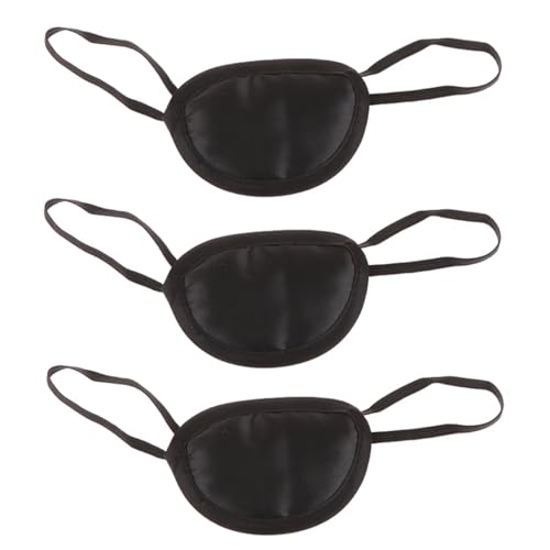 GXMDSGZ 1/2/3/5 Stück Piraten-Augenklappe, Augenabdeckungen for Schlafen, verstellbare Augenklappe, schwarze Augenklappe, Augenklappe(3Pcs) von GXMDSGZ