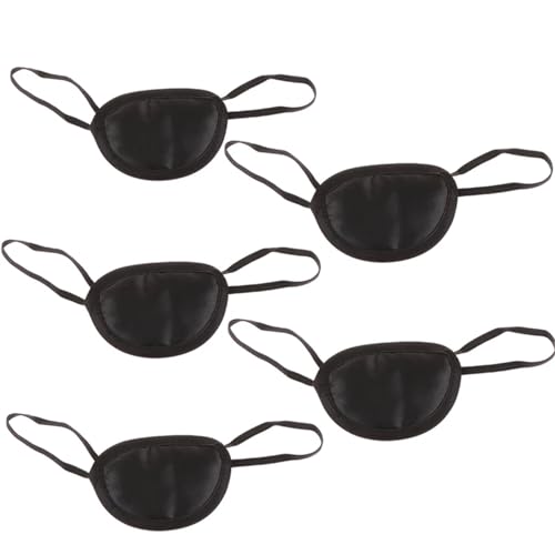GXMDSGZ 1/2/3/5 Stück Piraten-Augenklappe, Augenabdeckungen for Schlafen, verstellbare Augenklappe, schwarze Augenklappe, Augenklappe(5Pcs) von GXMDSGZ