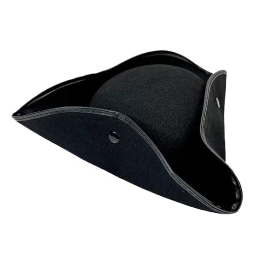 GXMDSGZ Dreispitz Hut Dreieckhut Lustiger Cosplay-Piratenhut Rollenspiel-Kapitänshut Performance-Sonnenhut Maskerade-Anziehhut(Black2) von GXMDSGZ