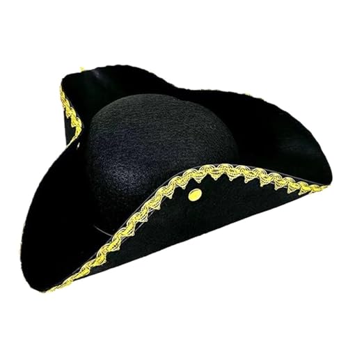 GXMDSGZ Dreispitz Hut Dreieckhut Lustiger Cosplay-Piratenhut Rollenspiel-Kapitänshut Performance-Sonnenhut Maskerade-Anziehhut(Black3) von GXMDSGZ