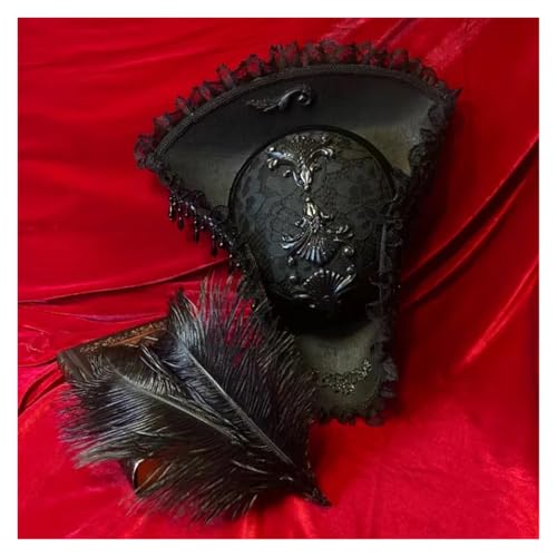 GXMDSGZ Dreispitz Hut Piratenhut Retro Gothic Gräfin Perlendreieck Hut CosPlay Piratenfederhut Kostümzubehör Requisiten(Color05) von GXMDSGZ