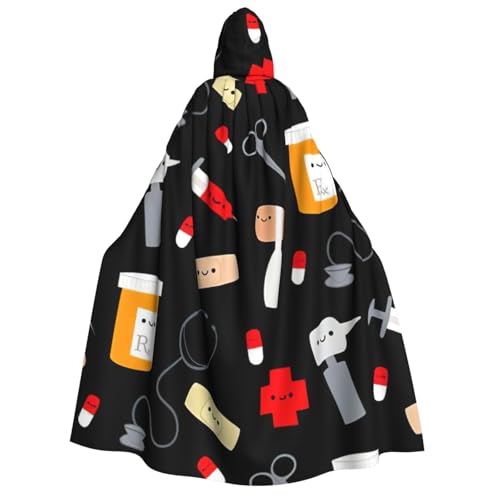 GXUNGT Cartoon-Medizin-Druck, Erwachsenen-Halloween-Kapuzenumhang, perfekt für Cosplay, Partys und Festivals, uni, bequemer Umhang GXUNGT Cartoon-Medizin-Druck, Erwachsenen-Halloween-Kapuzenumhang, perfekt für Cosplay, Partys und Festivals, uni, bequemer Umhang von GXUNGT