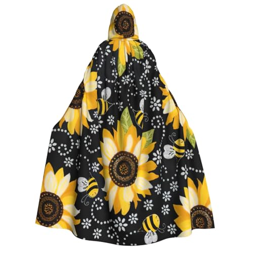 GXUNGT Kapuzenumhang mit Sonnenblumen-Bienen-Druck, für Erwachsene, perfekt für Cosplay, Partys und Festivals, Uni, bequemer Umhang GXUNGT Kapuzenumhang mit Sonnenblumen-Bienen-Druck, für Erwachsene, perfekt für Cosplay, Partys und Festivals, Uni, bequemer Umhang von GXUNGT