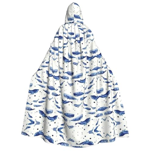 GXUNGT Kleiner blauer Wal-Umhang mit Kapuze, für Erwachsene, perfekt für Cosplay, Partys und Festivals, uni, bequemer Umhang von GXUNGT