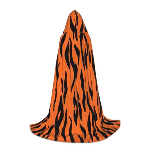 GXUNGT Stilvoller Kapuzenumhang mit Tigerstreifen, orangefarbenem Muster, perfekt für Halloween und Cosplay, weicher Umhang von GXUNGT